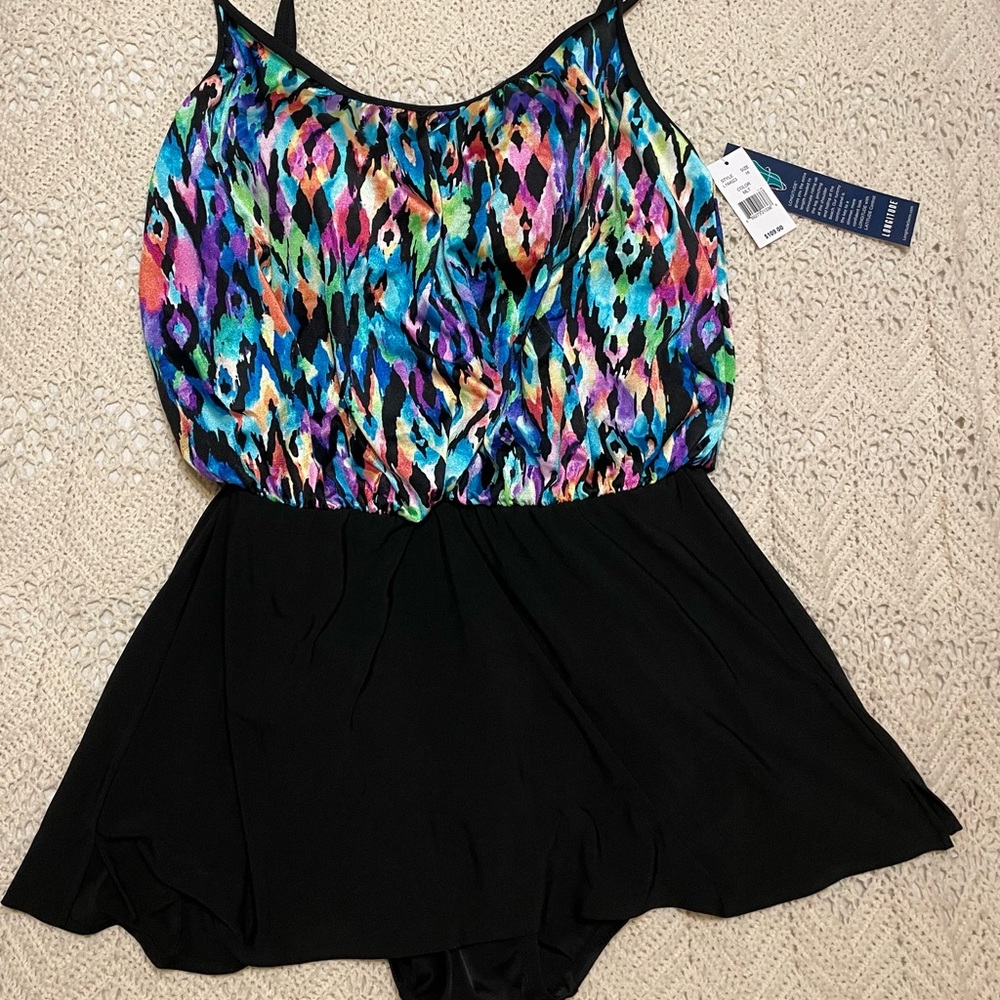 NWT- Longitude Tulum Blouson Swimdress- Size 16 - Picture 4 of 10